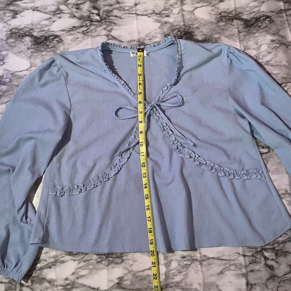 Blue Ruffle Women's Top - Picture 3 of 4